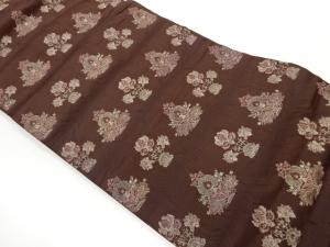 横段に抽象草花模様織出し名古屋帯